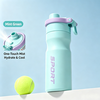 Bouteilles d'eau isothermes en acier inoxydable à double paroi avec logo personnalisé, gourde sport à pulvérisation sous vide avec paille pour l'école et les voyages