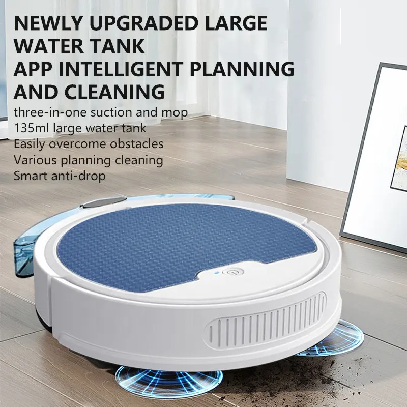 Robot Vacuum Cleaner And Mop Combo Tangle-Free Strong Suction Slim Low Noise App Control Pet Hair Hard Floor Daily Cleaning