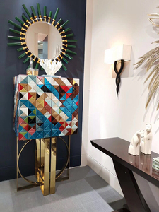 BOCA DO <span class=keywords><strong>LOBO</strong></span>-aparador decorativo colorido hecho a mano, píxel de arte, armario de esquina de acero inoxidable para sala de estar - Product Image 6