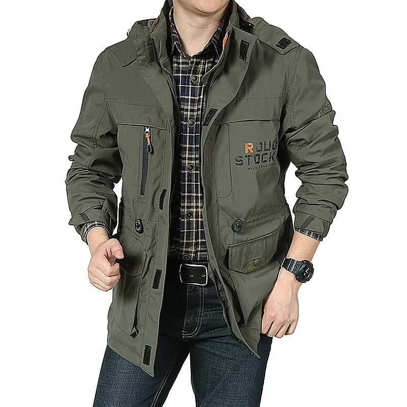Men's High Quality Jackets Casual Outwear Hiking Windbreaker Hooded Coats Fashion Cargo Jackets Mens Clothing