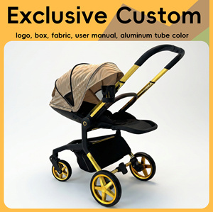 Poussette bébé pliable portable 3-en-1, chariot de luxe avec cadre en alliage d'aluminium, roues universelles à 360°, capacité de charge de 20 kg, pour enfants jusqu'à 3 ans - Product Image 1