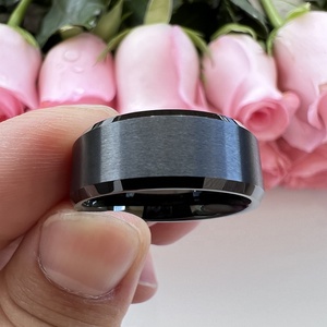 Coolstyle takı 8mm toptan eğimli mat Finish moda nişan düğün Band siyah volfram karbür yüzük erkekler kadınlar için - Product Image 4
