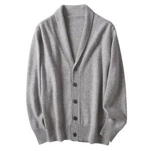 Autumn Casual Schal kragen Cable Cardigan Men Sweater Mantel mit Knopf