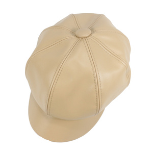 HZO-18140 Chapeau de vendeur de journaux, Cuir PU Plaine Taxi Visière Béret Gatsby Lierre Casquettes pour Femmes - Product Image 4
