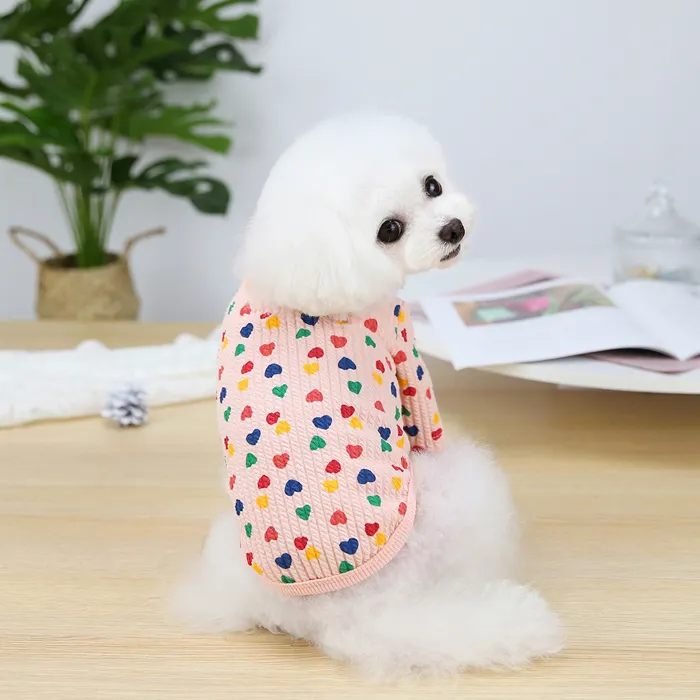 New Cute Lover Heart Print Dog Coat Autumn Winter Pet Dog Clothes