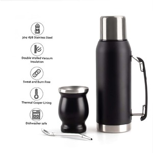 Groothandel Yerba Mate Thee Kalebas 8oz Yerba Mate Beker 1 Liter Vacuüm Yerba Thermosfles met Bombilla Rietje Termo Mates Beker - Product Image 2