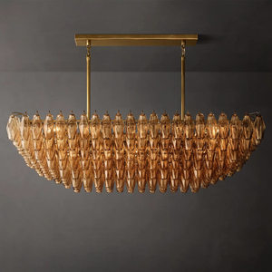 54" Rectangle Luxury Retro Smoke Glass Chandelier Designer Living Room Art Home Decor Large Handmade Modern Glass Chandeliers - Product Image 1