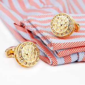 High-quality Understated Luxury Men's <b>Cufflinks</b> Rhinestone Gold Round <b>Shirt</b> <b>Cufflinks</b> - Product Image 1