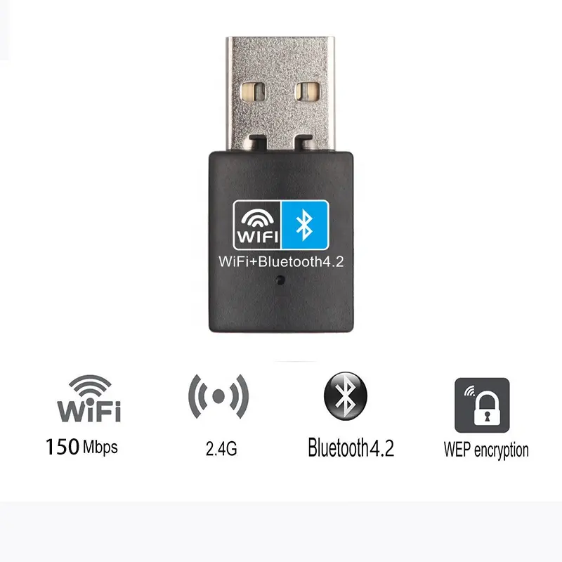 Adaptateur Bluetooth 2 en 1 USB WIFI RTL8723DU 150Mbps USB Wireless LAN Card Adaptateur Bluetooth 4.2 pour ordinateur