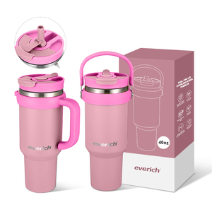 Keluaran baru Tumbler 40oz dengan pegangan dan tutup sedotan vakum berdinding ganda baja tahan karat terisolasi - Product Image 3