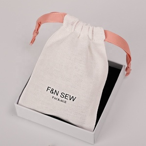 Luxury Soft Linen Cotton Jewelry Drawstring Closure Packaging <b>Bag</b> Eco Friendly <b>Small</b> <b>White</b> Cotton Drawstring <b>Bag</b> with Logo - Product Image 6