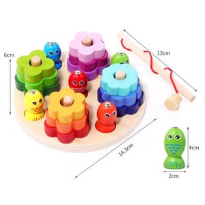 Montessori Geometric <b>Blocks</b> Fishing Wooden Color <b>Shape</b> Recognition Sorting Stacking Toys - Product Image 5