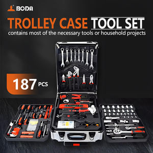 Ensemble d'<span class=keywords><strong>outils</strong></span> à main de 187 pièces, chariot, coffret de rangement en aluminium, trousse à <span class=keywords><strong>outils</strong></span>, <span class=keywords><strong>valise</strong></span> avec roues, support OEM OBM pour la réparation de pièces automobiles, usage domestique - Product Image 2
