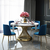 Ensemble de table à manger en cuir et pieds métalliques, style européen et moderne, de luxe