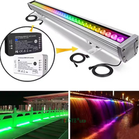 RGBW Compatible 5000K LED paisaje Luz lineal AC 120V/220V/277V IP65 barra arandela de pared RF remoto al aire libre 24V-YY-XQ8870
