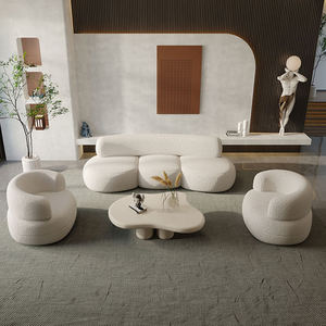 أثاث حديث على الطراز الكريمي أريكة ناعمة بسيطة بسيطة على شكل خاص من الكشميرية تصاميم بيضاء فاخرة أريكة منحنية - Product Image 6