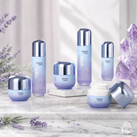 Ensemble de flacons et pots cosmétiques en verre bleu dégradé avec logo personnalisé, 50g 100g 30ml 100ml 120ml, emballage de soins de la peau avec bouchon en plastique de luxe