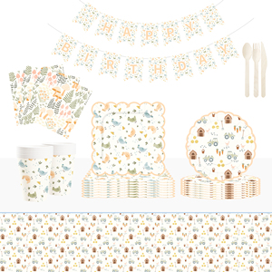 Juego de Vajilla Desechable con Diseño de Granja DAMAI, Platos, Vasos y Servilletas de Papel para Postre y Cena, con Animales y Autos para Fiestas Infantiles - Product Image 1