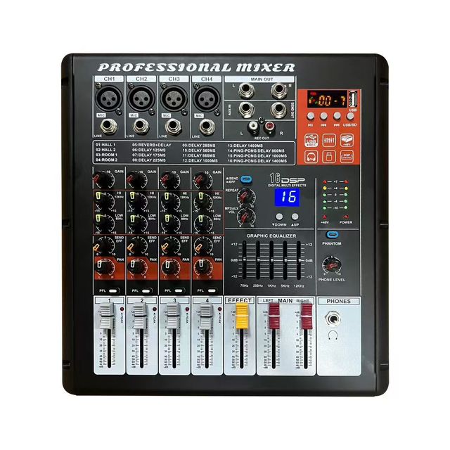TopYun MX-403 Audio Power Amplifier Mixer 4 Channels 250W*2 16DSP with 48V Phantom/Dual 5-Band EQ Audio Mixer for Wedding Party