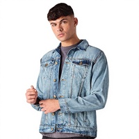 Chaqueta de Mezclilla Lavada para Hombre, Cuello Camisero, Cierre de Botones, Corte Regular, Chaqueta para Otoño, Ahora en Venta