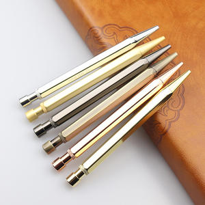 Stylos en laiton rose doré brillant de luxe, matériau en cuivre, forme hexagonale, stylo à bille à action par clic - Product Image 1