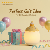 Niedliche Ei-Geburtstagstorte Kinder Kreatives Geschenk USB LED-Betriebene Wiederaufladbare Zimmer-Tischlampe Nachttischlampe Smarte Nachtbeleuchtung