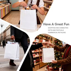 Bolsas de Regalo de Papel Blanco con Asas para Navidad, Fiestas de Cumpleaños, Recuerdos, Bolsitas Pequeñas de Kraft para Galletas, Dulces, Joyería - Product Image 4