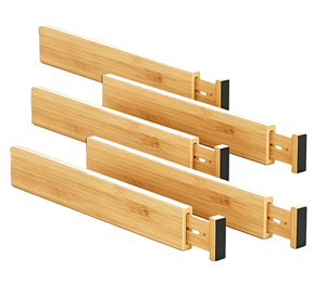 Ensemble de 4 séparateurs de tiroirs extensibles en bambou, séparateurs de tiroirs à ressort pour la <span class=keywords><strong>cuisine</strong></span>, la salle de bain et les commodes - Product Image 1