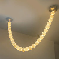 Nouvelle Lampe Suspendue Créative en Pierre Naturelle Albâtre, Style Boule, pour Salon et Hall d'Entrée, Lustre Collier en Albâtre Perlé
