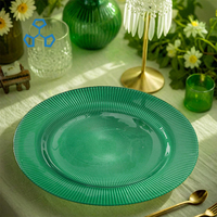 Assiette de Présentation Chargeur en Verre Transparent Anti-Radiation Style Classique pour Dîners Festifs, Restaurants et Événements de Fête
