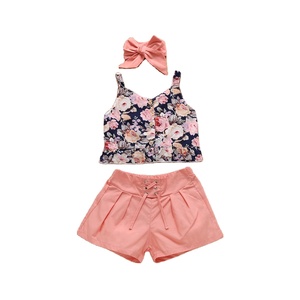 Summer Kids Flower Sleeveless Floral Fashion Shirts Short <b>Pant</b> Girls Boutique Clothing Sets - Product Image 2