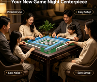 Table de Mahjong Automatique Marron avec Mélangeur Électrique pour Divertissement Familial et Fêtes à Domicile
