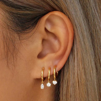 ZUOLA Novedad: Set de Pendientes de Oro Real de 18k con Anillo Liso y Zirconia, Joyería de Seis Piezas, Modelos Personalizados