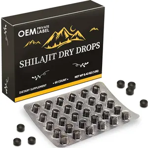 Natural Shilajit Pure Himalayan Organic Dry Drops Shilajit Resin Tablets Supplement Trace Minerals Complex For Energy