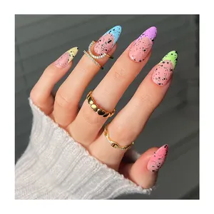 Uñas postizas de longitud media, uñas de Gel suave con acabado mate y Nude, multicolor, nuevo diseño, venta al por mayor