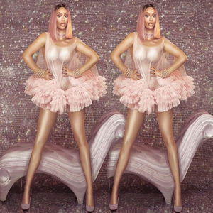 Falda Rosa DS cantante GOGO lindo vestido sexy <span class=keywords><strong>disfraz</strong></span> desnudo - Product Image 1