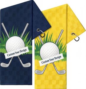 Wholesale Custom <b>Microfiber</b> Woven Rectangle Quick-Dry Golf <b>Towel</b> With Printed Logo - Product Image 1