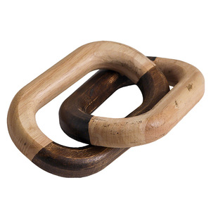 Anillo Doble de Madera Hecho a Mano, Decoración Rústica de Dos Tonos para el Hogar, Decoración para Sala de Estar o Entrada, Cadena de Madera Sólida - Product Image 3