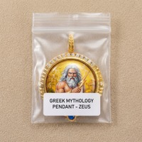 Pendentif Éclair de Zeus Amulette de Puissance pour Homme, Style Figaro, Cadeau Religieux Fête des Pères, Quotidien, Urbain, avec Zircon Bleu et Or 18K