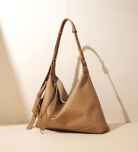 Sac à bandoulière en cuir véritable grande capacité pour femme, style rétro, personnalisable, avec fermeture éclair - Product Image 2
