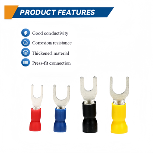 Cnxi dễ dàng nhập nhanh chóng uốn kết nối điện thiếc mạ đồng đỏ PVC cáp dây cách điện <span class=keywords><strong>Spade</strong></span> thiết bị đầu cuối Lug U loại - Product Image 3