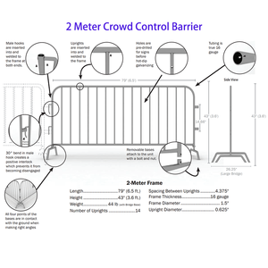 Barriera di Controllo Folla Interconnessa per Pedoni Certificata CE ISO, Zincata e Verniciata a Polvere, Impermeabile e Antiputrefazione, Recinzione da 3,6 Piedi - Product Image 4