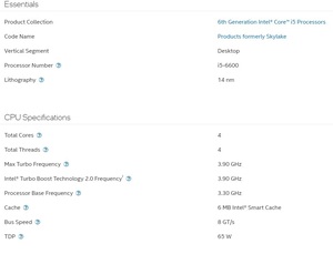 Vente en gros de processeurs Intel Core I5 de 6e génération 4 cœurs totaux 4 threads totaux I5 6600 CPU pour PC/client/tablette - Product Image 3