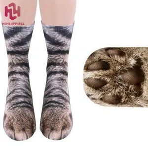 HEHE 패션 사랑스러운 3D 360 디지털 인쇄 승화 귀여운 만화 동물 고양이 개 호랑이 피트 남여 성인 동물 양말