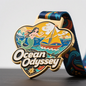 Factory Design Zinc Alloy 3D Enamel Half Marathon Running 5K 10K Race Finisher Gold Award Custom Metal Sports Medal With Ribbon - Product Image 4