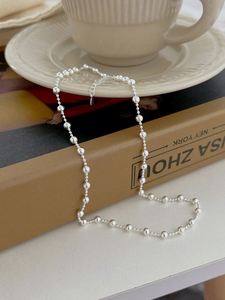 Dylam Minimalist Design 925 Sterling Silver Rhodium Plated Beaded Chain <b>Necklaces</b> for Women - Product Image 5