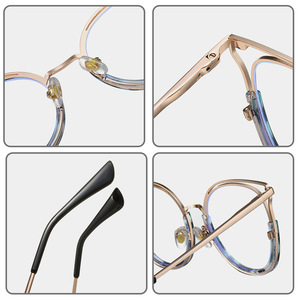 Monture de lunettes ovale en métal TR90 87320, protection anti-lumière bleue, unisexe, fabriquée à Taizhou - Product Image 2