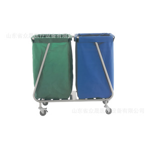 Carro de Clasificación de Residuos Hospitalarios de Acero Inoxidable 880x500x920mm con 4 Ruedas y Diseño de Doble Contenedor para Uso Médico - Product Image 1