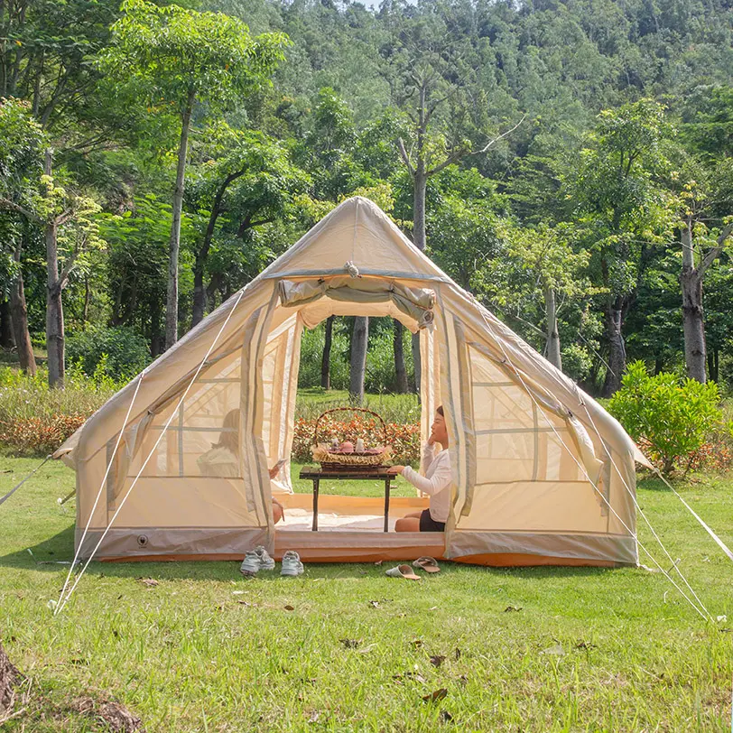 מתנפח 4 עונות עמיד למים אוויר חיצוני אוהל קמפינג 6 אנשים טיולים זוגי שכבה תוצרת אוקספורד בד פוליאסטר אוטומטי