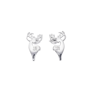 Boucles d'oreilles clous en argent 925 blanc champagne, motif cerf, design animal mignon, bijoux unisexe pour usage quotidien - Product Image 1